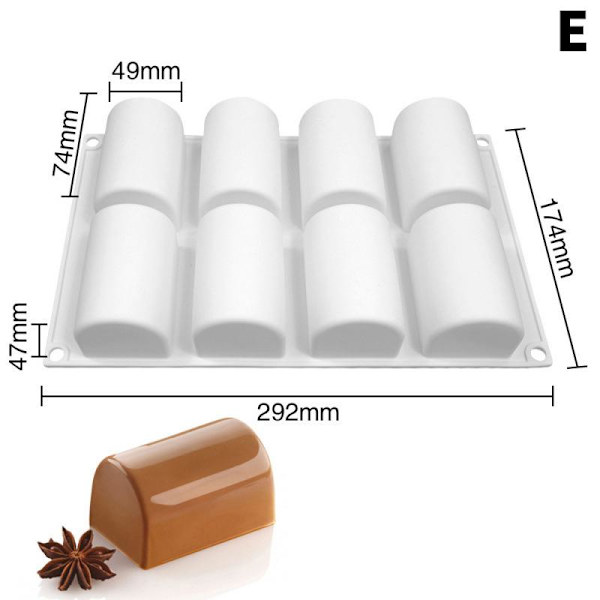 Lang strimmel silikone mousse kageform oval bageform wienerbrød M E