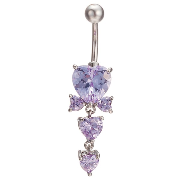 Söt kristall hjärtformad zirkonbåge Belly Button Ring Mode Purple