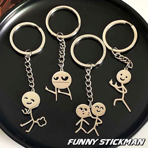 Cartoon Stickman Key Chain Pendant Par Nyckelring Ryggsäck Cha C