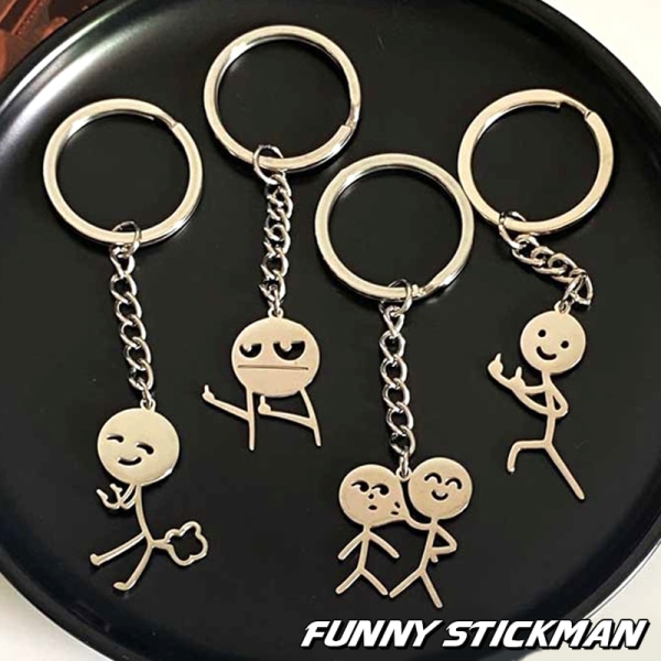 Sarjakuva Stickman avaimenperä riipus pari avaimenperä reppu Cha C