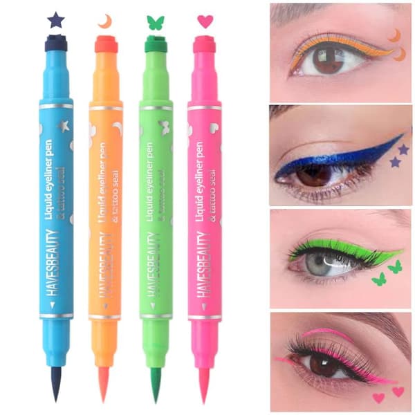 1/4 stk. Dobbelt-endet farve eyeliner mønsterstempel vandfast makeup A1