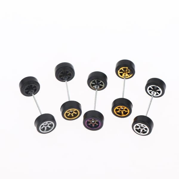 1 set 1/64 modell Q bilhjul med avtagbara slicks gummidäck Silver A