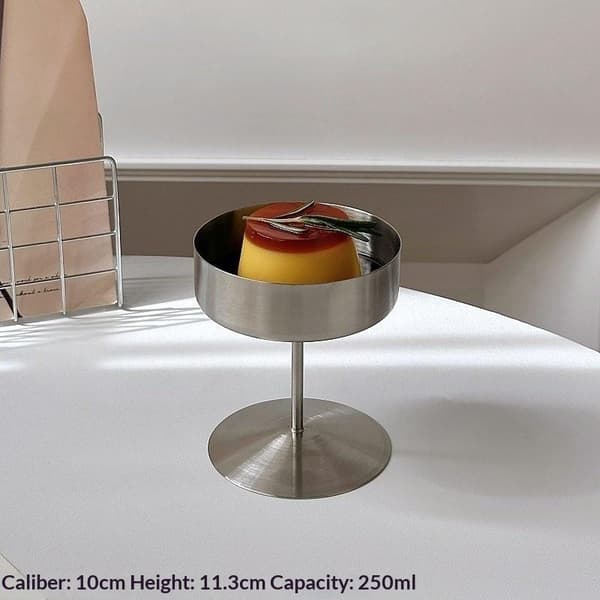 304 Rostfritt Stål Retro Högfots Dessertkopp Lyxig Glass Gold L