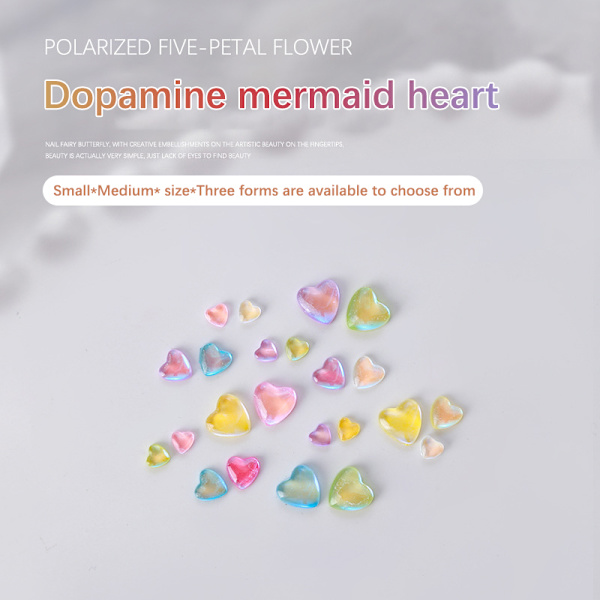 50 kpl S/M/L Frozen Dopamine Love Heart 3D Nail Art Charm Decora M