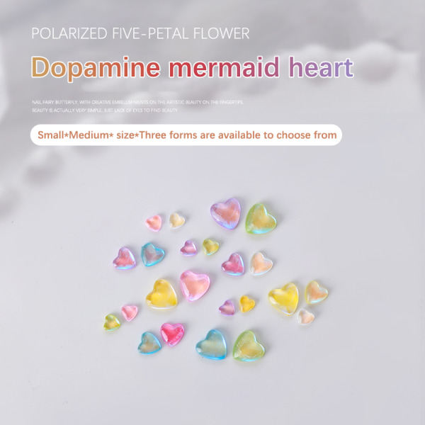 50 kpl S/M/L Frozen Dopamine Love Heart 3D Nail Art Charm Decora S