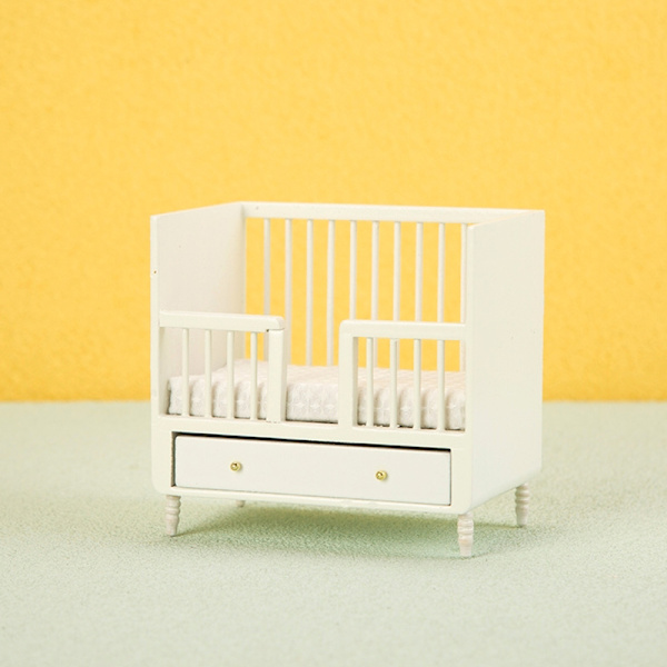1:12 Dockhus Miniatyr europeisk stil Dubbelsäng Sovrumsmöbler White