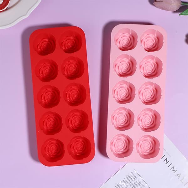10-hulrum Silikone Rose Kageform Nonstick Bageform Til DIY S Red