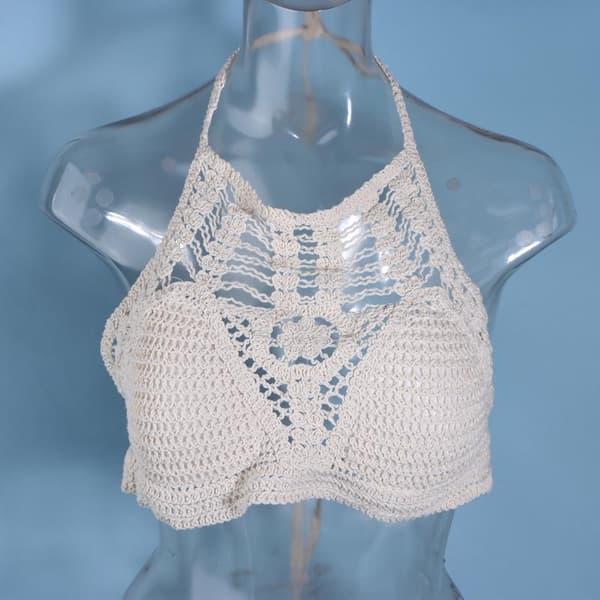 Strikkede dusker uthulte tanktopper for kvinner Boho Hault Sle Apricot 2