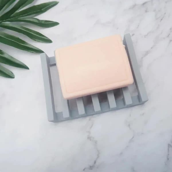 Flexibel silikon tvålhållare ihålig design tvålfat bad Gray