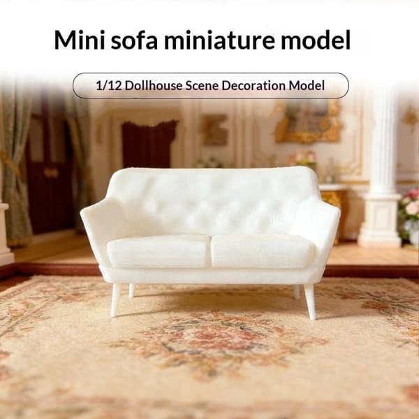1 stk. 1/12 Mini Dobbelt Sofa Model Dukkehus Mini Stue Pels