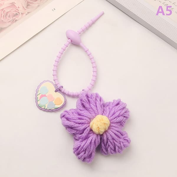 Color Knit Flower Nøgleringe e Creative Keychain Bag Pendant Deco A1