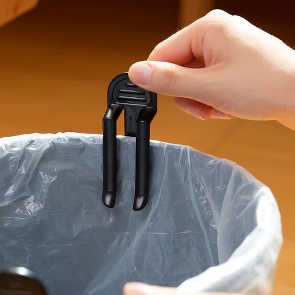 10 plastavfallsposeklemmer - søppelbøtteholdere Black