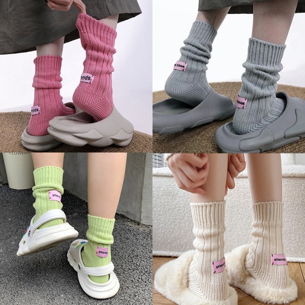 Paksu lanka neulottu keskiputki sukat puuvilla miehet naiset parit Pink  09ca | Pink | Fyndiq