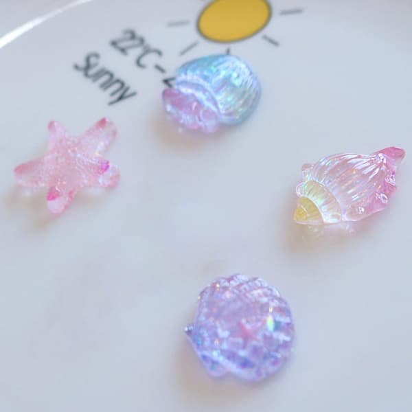 10 stk. Mini Kawaii e Star Shell Flat Back Cabochons DIY Scrapboo StyleA