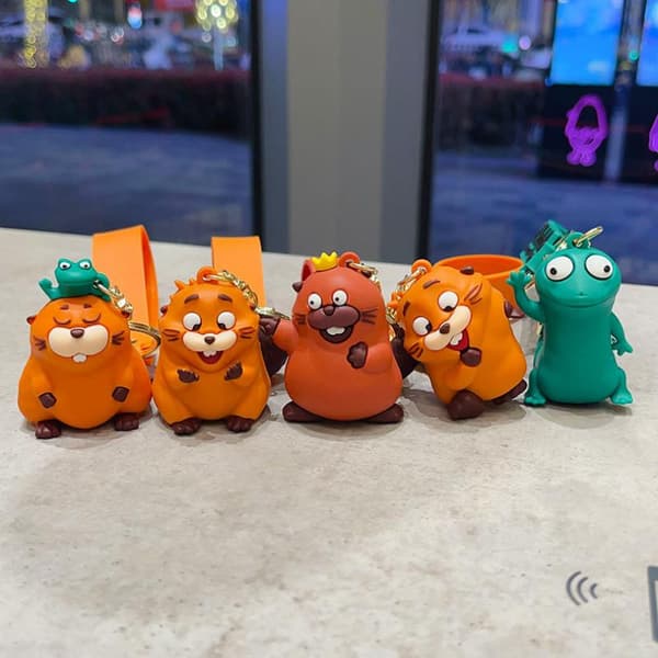 3D e Orange Bäver Nyckelring Tecknad Djurdocka Hänge Nyckelring A1