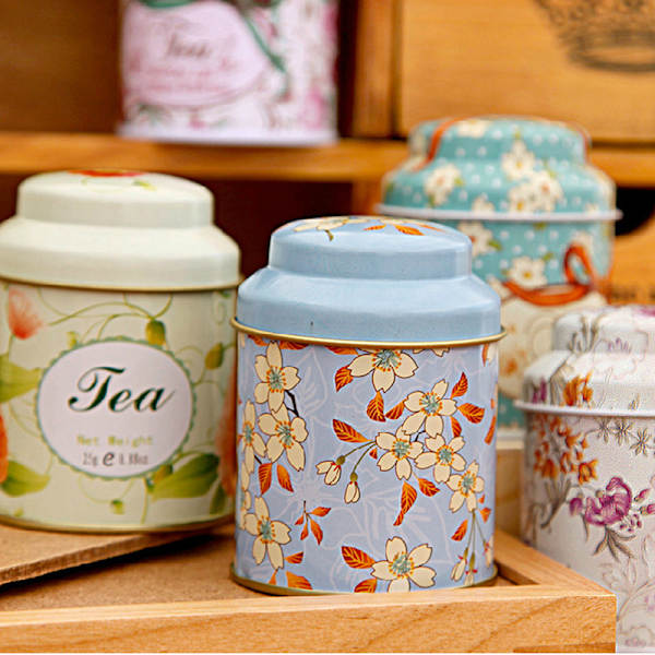 Blomsterdesign Metall Sukker Kaffe Te Tin Jar Container Candy Se