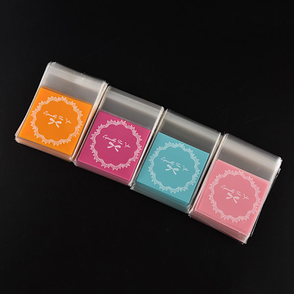 100 stk blonder sløyfe selvklebende DIY Cookie Candy Pakke Gave Blue