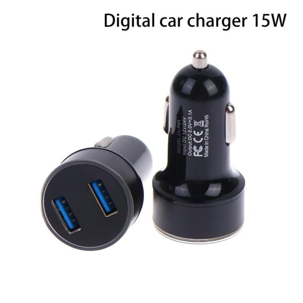1 stk. Dobbelt USB Biloplader Adapter Bil Lighter LED Voltmeter Mob A1