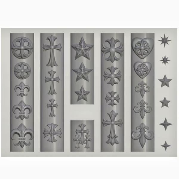 Nagelkonstform 3D Silikon Kors Relief Snideri DIY Design Mall A4