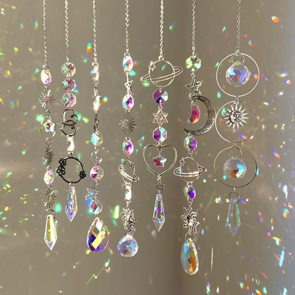 Hänge Trädgård Suncatcher Wind Chimes Rainbow Prism Crystal Cha A2