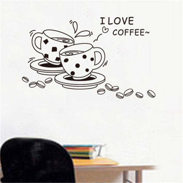 Jag älskar kaffe väggdekal Avtagbar e kaffekopp väggdekal Ki
