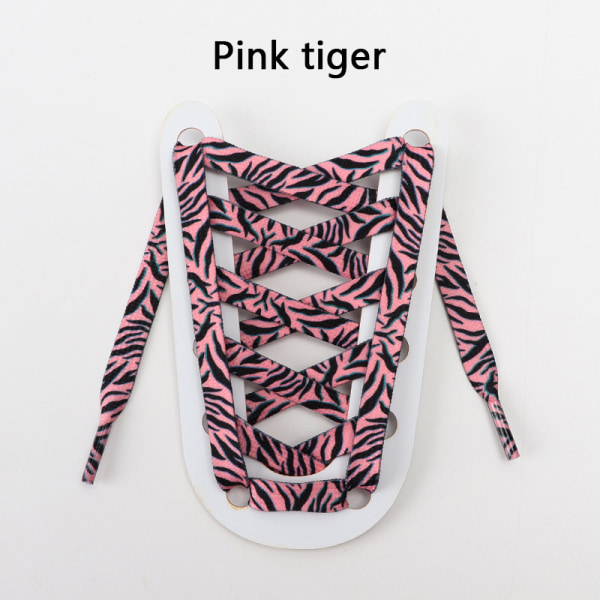 120 cm leopardprint snørebånd til sneakers mand og kvinde flad Pink tiger