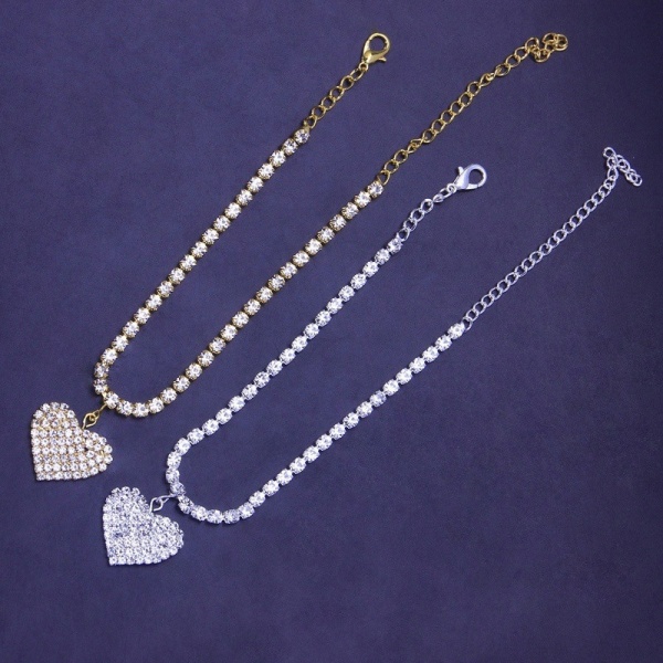 Alloy Heart Pendant Full Diamond Anklet Light Luxury Fashion An Gold