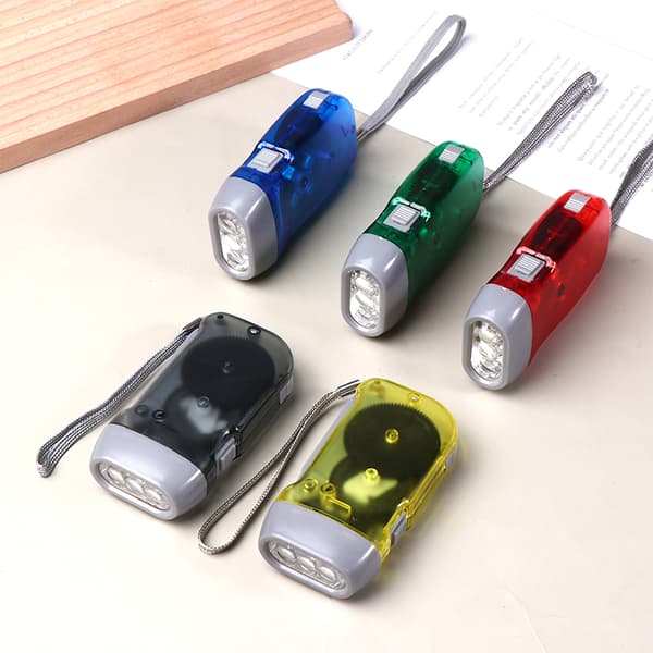 LED Handpress Dynamo Vevdriven Ficklampa Utomhus Green