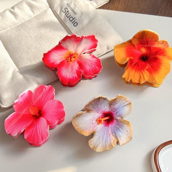 Sommarsemesterstil Hibiskusblomma Hårklämma Akrylklämma Kl A3