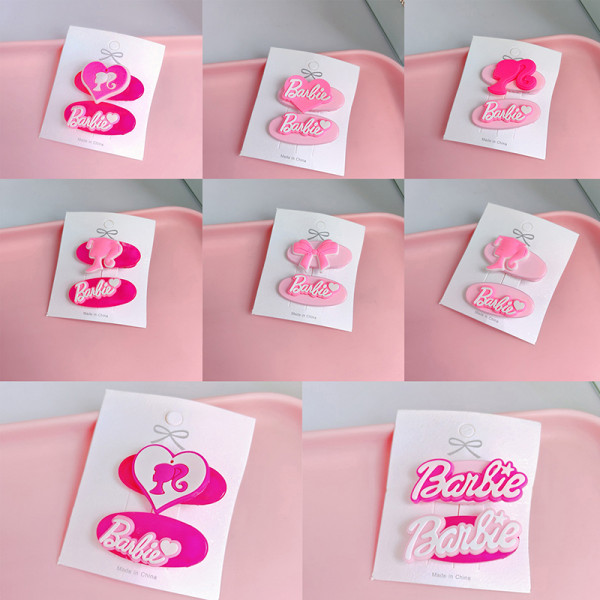 2st e Barbie Letter Hårklämmor Y2k Rosa hårnål Bang Clip Hår A7