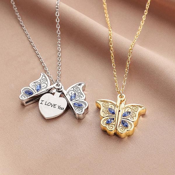 Butterfly I Love You Heart Luckly Butterfly Halsband för kvinnor A4