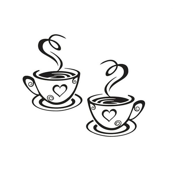 Kaffekoppar Café Te Väggdekaler Konst Vinyl Dekal Köksvila