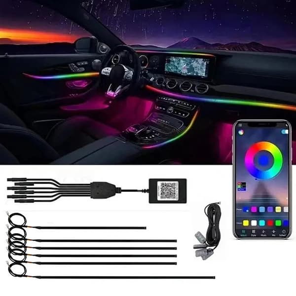 Universell Akryl LED Ambient Lysstripe RGB Atmosfære Interiør A5