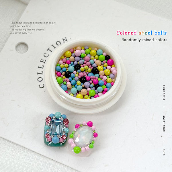 1 Box värillinen teräshelmi erikokoisia 3D-minipalloja Sweet Nai Multicolor