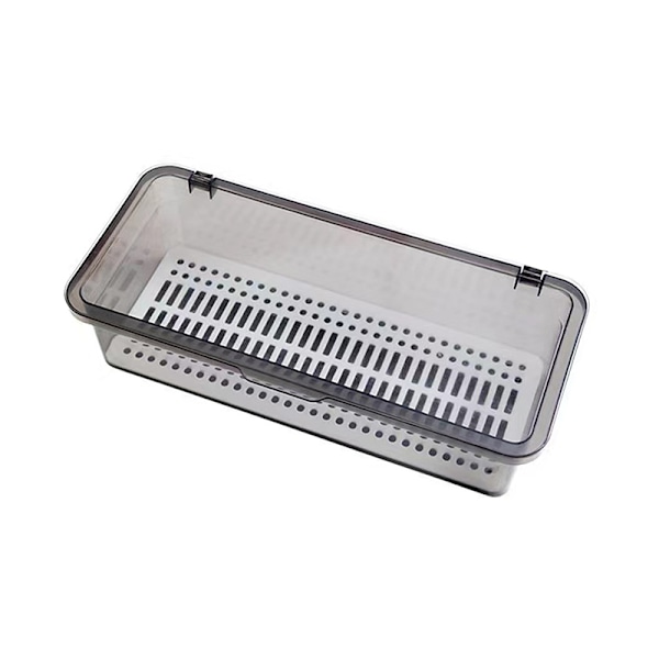 Läpinäkyvä säilytyslaatikko set , kansi ja tyhjennyspöly Gray