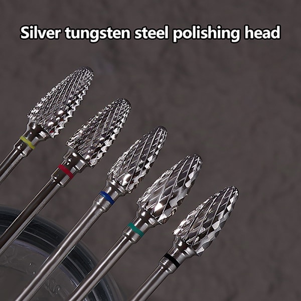 Volframiteräksinen Nail Art Drill Bit Geel pedikyyri poisto Rotary M C Silver