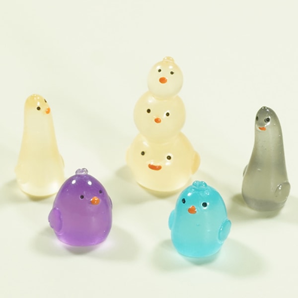 5 STK Luminous Mini Funny Chicken Combination Toys Micro Landsca White