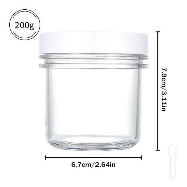 1 stk påfyllbare kosmetiske prøvebokser Klar plast ansiktskrem 200ml