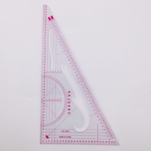 Multifunktions linjal i triangulär skala Mät Plast Dressmaki Triangle Ruler
