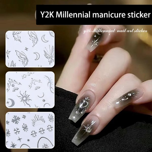 Personlighed Cool Sølv Nail Sticker Enhancement Adhesive Magic 2501