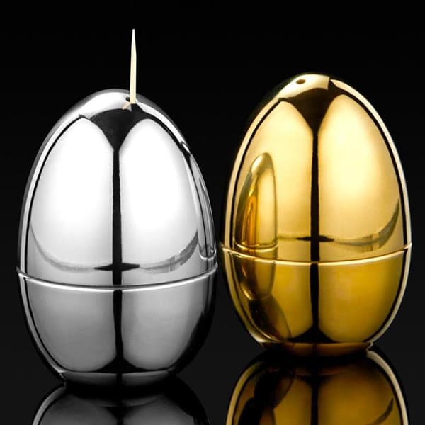 Eggformet tannpirkerholder i 304 rustfritt stål Gold