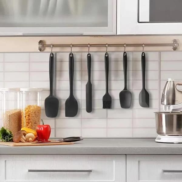 6 stk silikonspatelsett, matkvalitets non-stick varmebestandig spatel A6