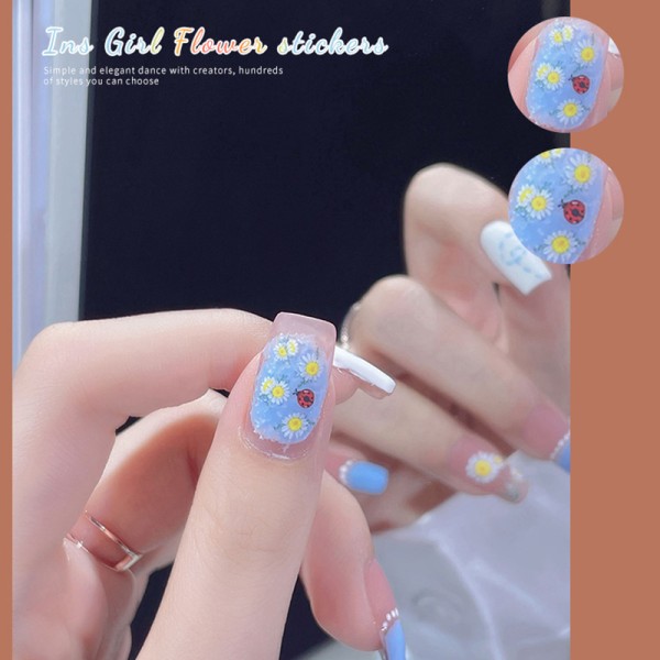 1 ark Nail Art Stickers Overførsler Forårssolsikker Floral Fe TS026