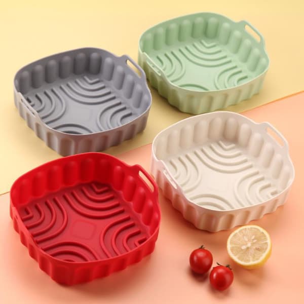 Silikone Airfryer Bagekurv Bakkeindsats Genanvendelig Non-stick Red Large