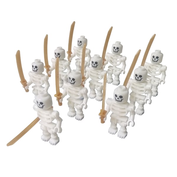 Set med 10 st Skull go figurer Byggklossar Leksaker white