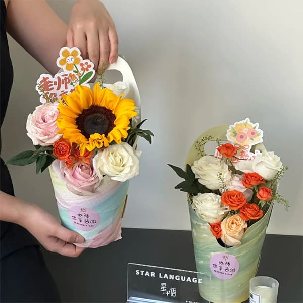 5 st vattentät blomlåda tjock bukett handväska blomförpackning A4