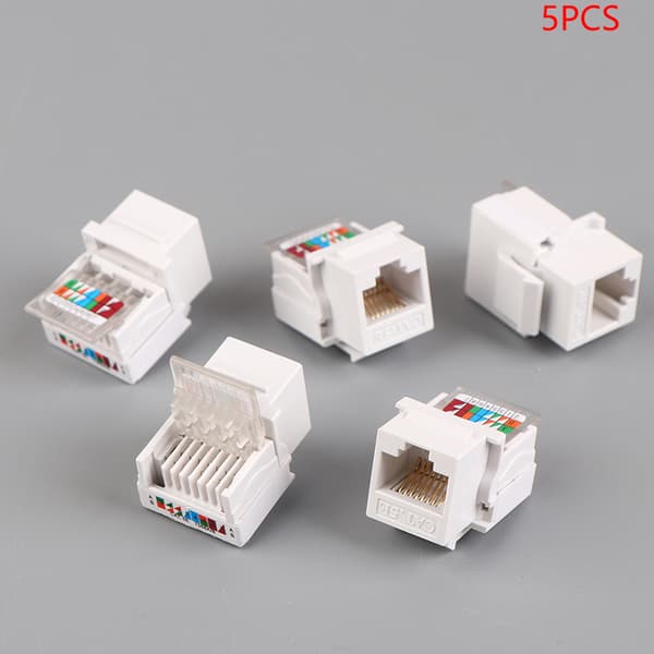 5 STK RJ45 stik informationsstik Computer udtag Kabel Ad White