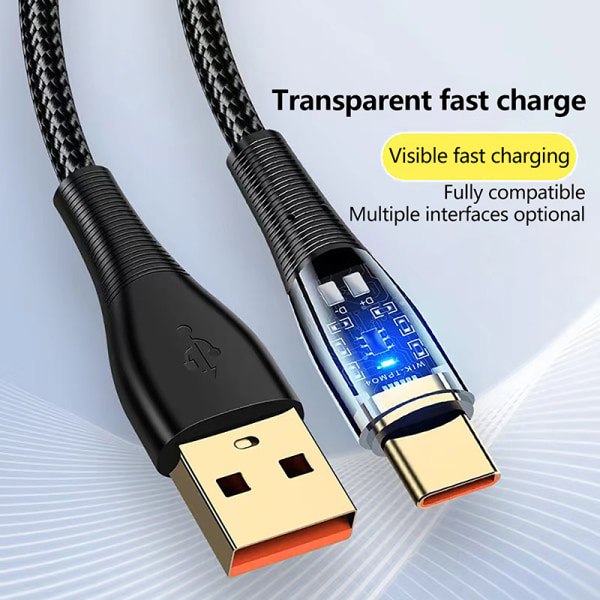 100W USB till typ C-kabel Snabbladdningskabel Datasladd för Ipho