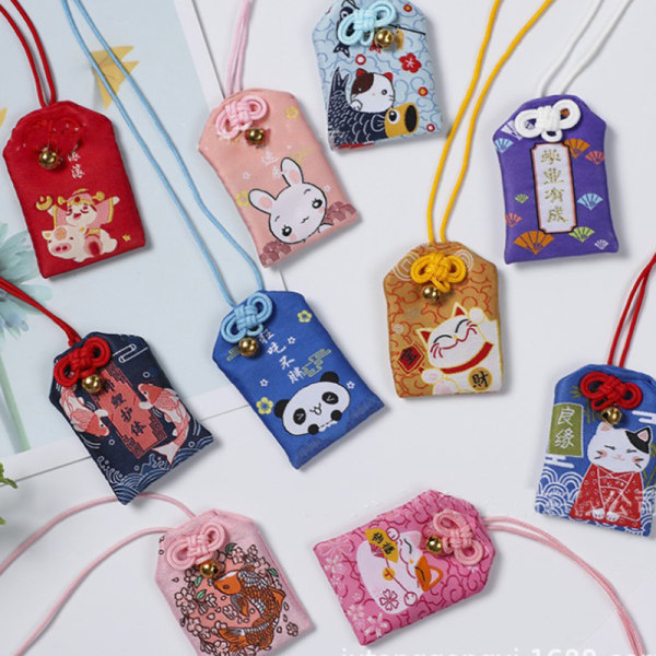 1st broderad välsignelsepåse Nyckelring Omamori Pray Love Health Saf A1