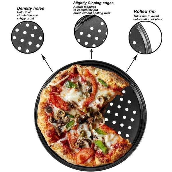 Bageplade til pizza med huller L